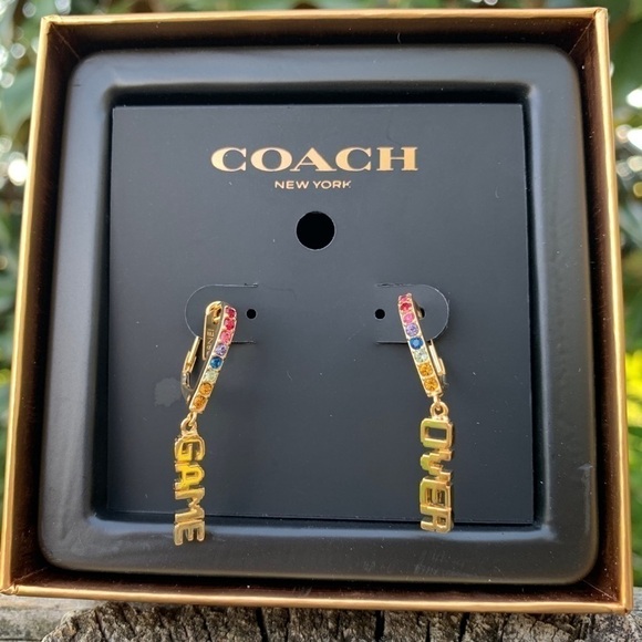 Coach NEW NWT PAC-Man Game Over Arcade Earrings - Picture 1 of 5